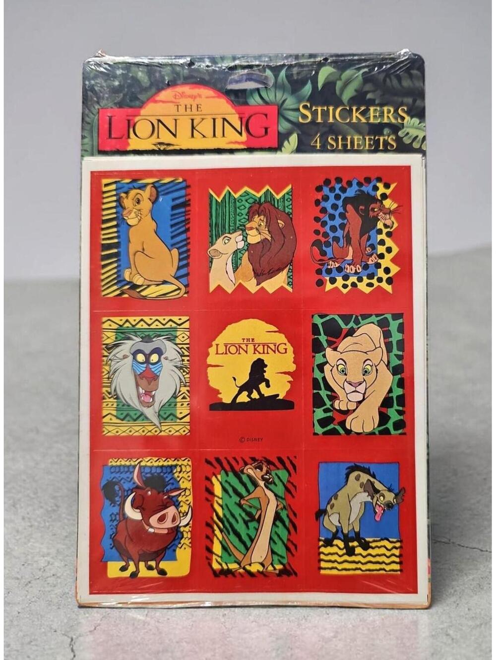 NOS - Disney Lion King Stickers – 4 Sheets – Hallmark – Vintage – Sealed - USA